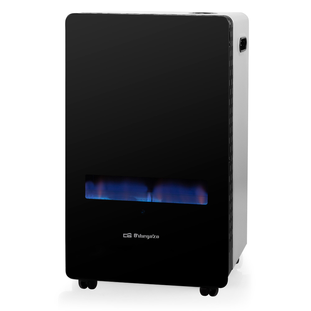 Estufa de gas Orbegozo HBF100, llama azul, 3800W, cristal negro
